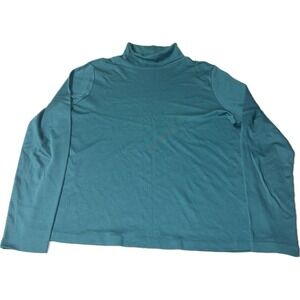 L.L. Bean Petite Women's L-PET Turquoise Turtle Neck Shirt Long Sleeve